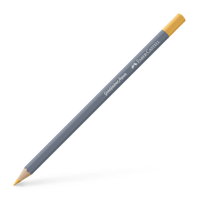 Creion colorat acuarelabil Goldfaber Faber-Castell în nuanța pământie Galben Ocru Deschis 183, cu mină de 3.3 mm, perfect pentru tehnici mixte de desen și acuarelă