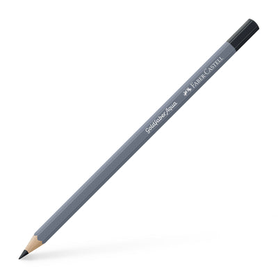 Creion colorat acuarelabil Goldfaber Faber-Castell în nuanța Negru, cu mină de 3.3 mm, esențial pentru contururi precise și tehnici de umbrire în acuarelă