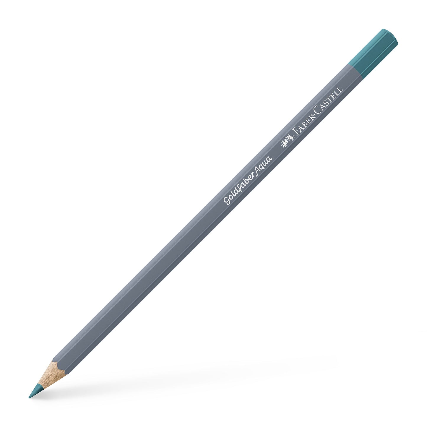Creion colorat acuarelabil Goldfaber Faber-Castell în nuanța luminoasă Turcoaz Cobalt Deschis 154, cu mină de 3.3 mm, perfect pentru detalii fine și tehnici de acuarelă