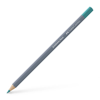 Creion colorat acuarelabil Goldfaber Faber-Castell în nuanța proaspătă Verde Cobalt 156, cu mină de 3.3 mm, perfect pentru ilustrații botanice și tehnici de acuarelă