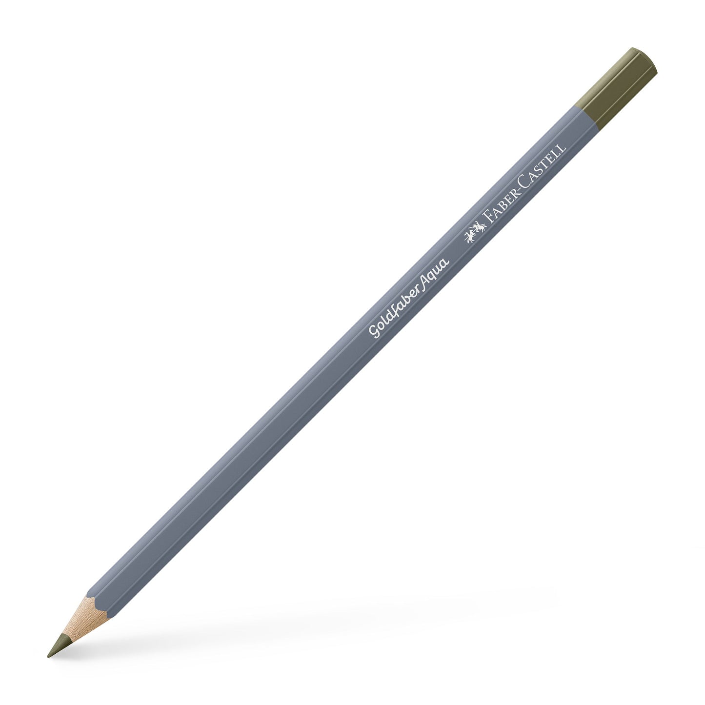 Creion colorat acuarelabil Goldfaber Faber-Castell în nuanța pământie Verde Oliv Gălbui 173, cu mină de 3.3 mm, perfect pentru detalii botanice și tehnici de acuarelă