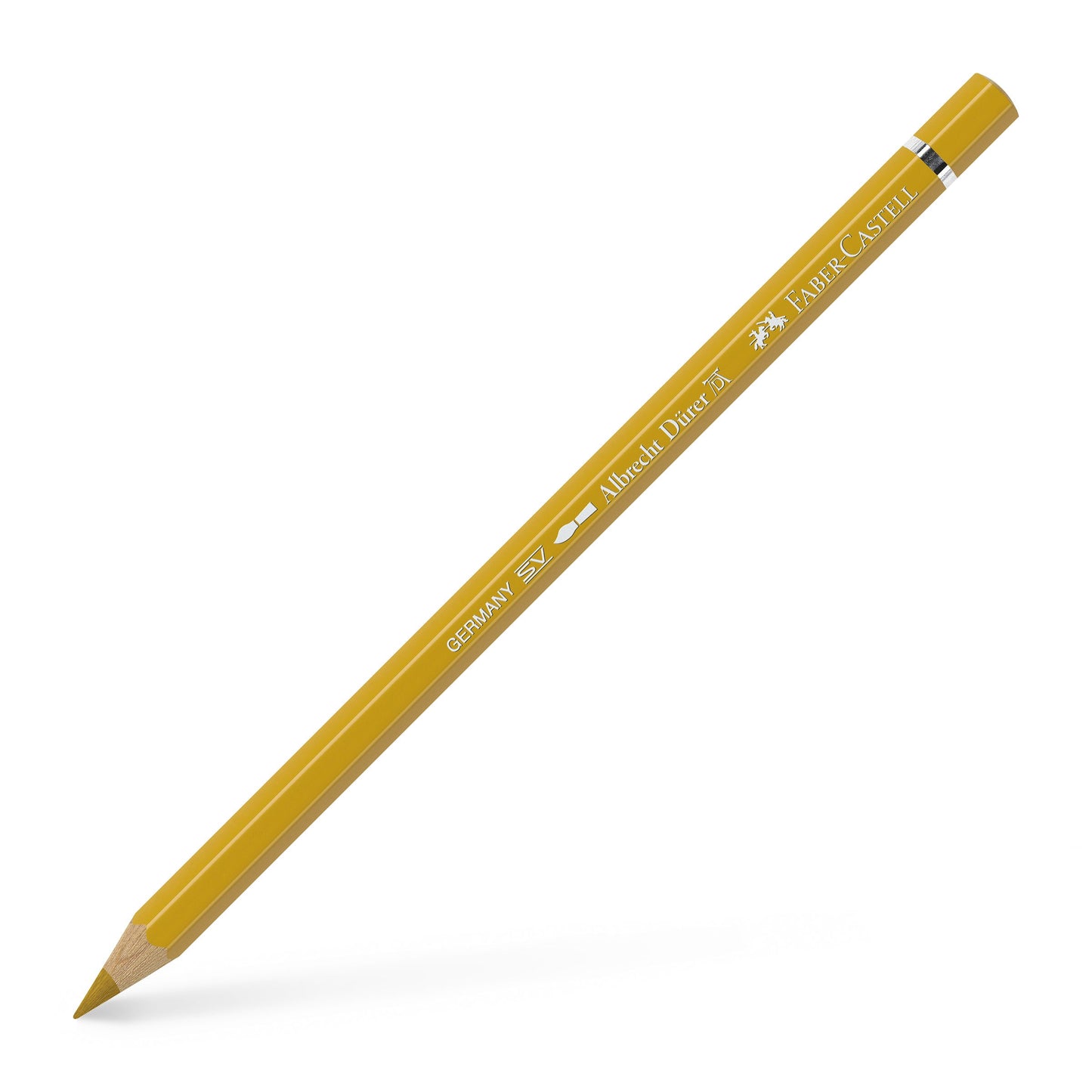 Creion colorat acuarelabil profesional Albrecht Dürer Faber-Castell în nuanța caldă Ocru Deschis 183, cu mină groasă de 3.8 mm și pigmenți superiori perfect solubili în apă