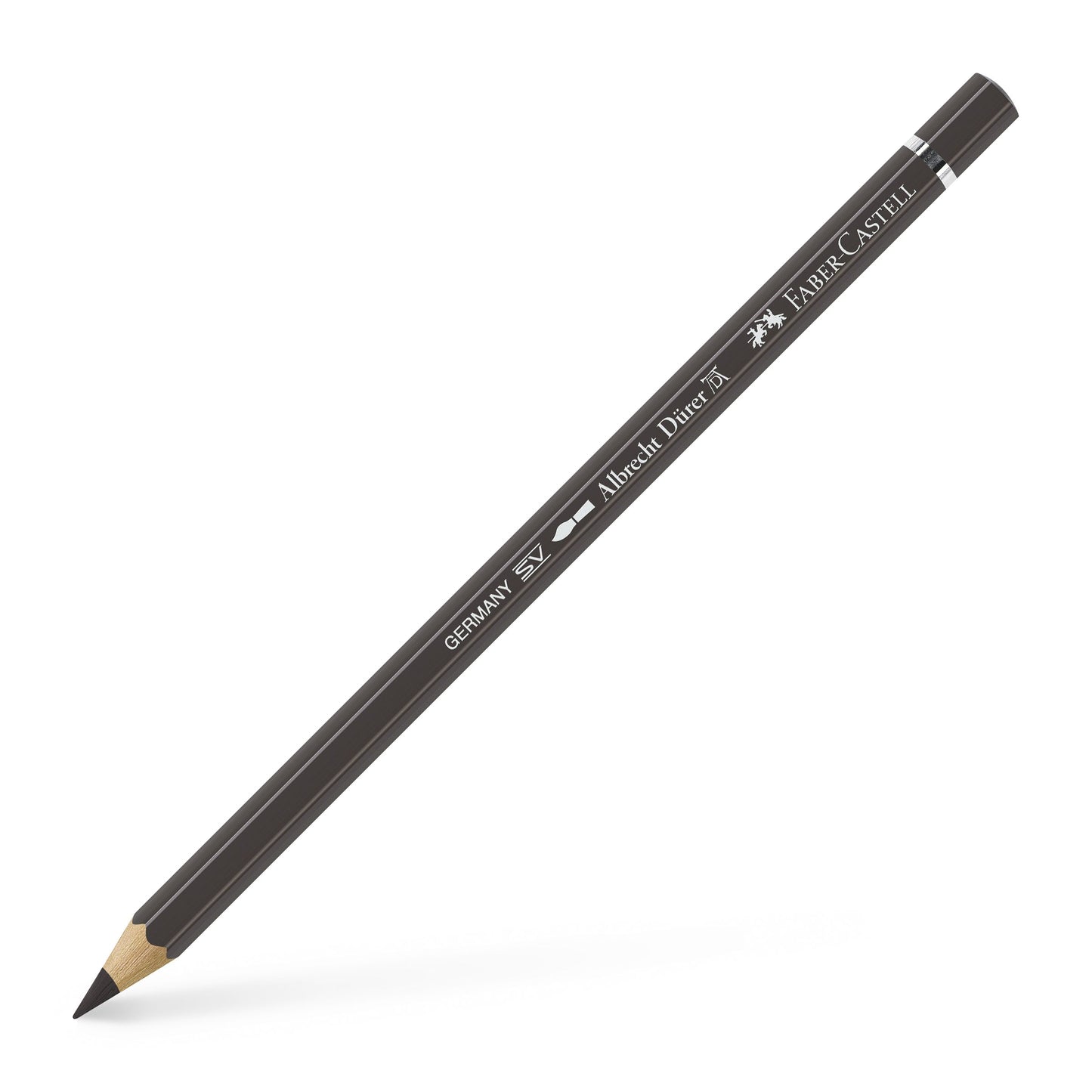Creion colorat acuarelabil profesional Albrecht Dürer Faber-Castell în nuanța clasică Sepia 175, cu mină groasă de 3.8 mm și pigmenți superiori perfect solubili în apă