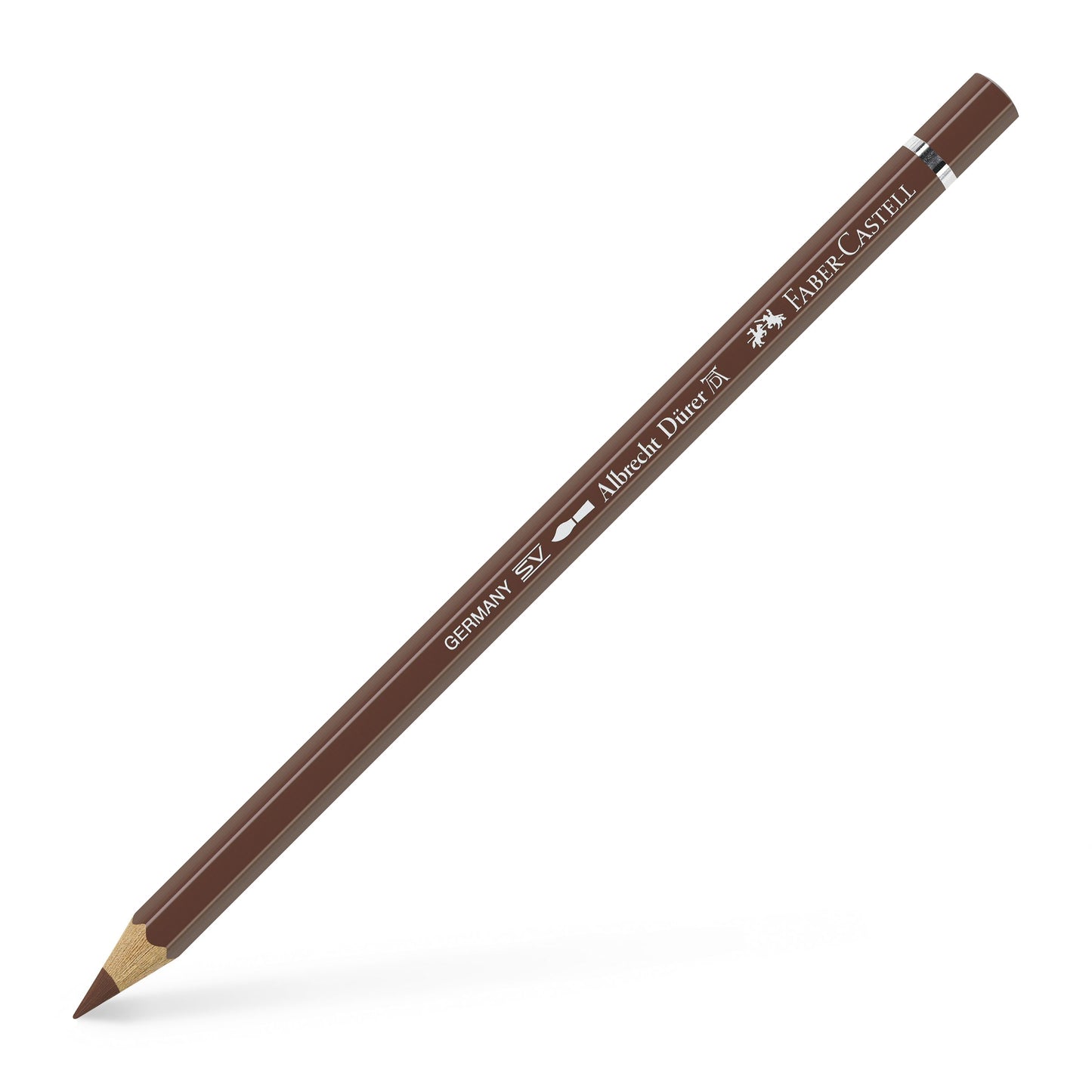 Creion colorat acuarelabil profesional Albrecht Dürer Faber-Castell în nuanța caldă Sienă 283, cu mină groasă de 3.8 mm și pigmenți superiori perfect solubili în apă