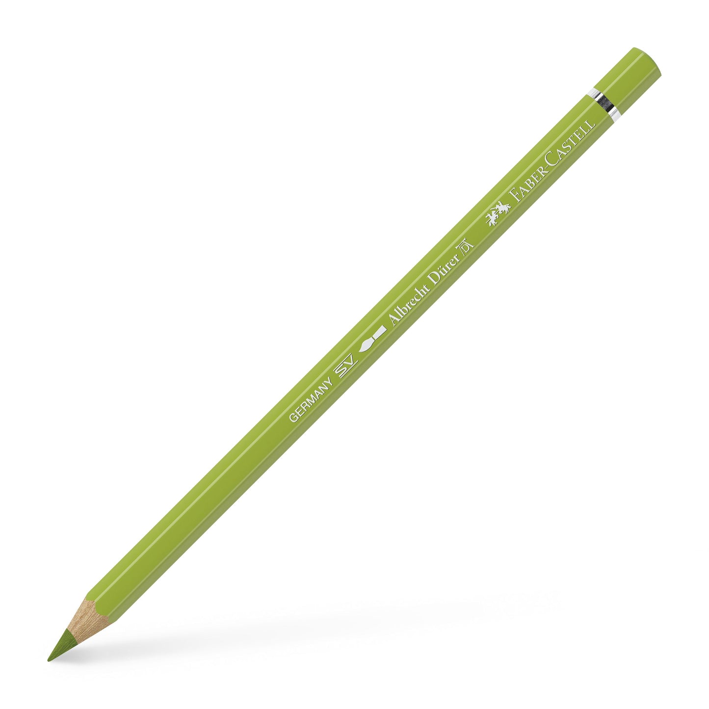 Creion colorat acuarelabil profesional Albrecht Dürer Faber-Castell în nuanța proaspătă Verde Crud 170, cu mină groasă de 3.8 mm și pigmenți superiori perfect solubili în apă