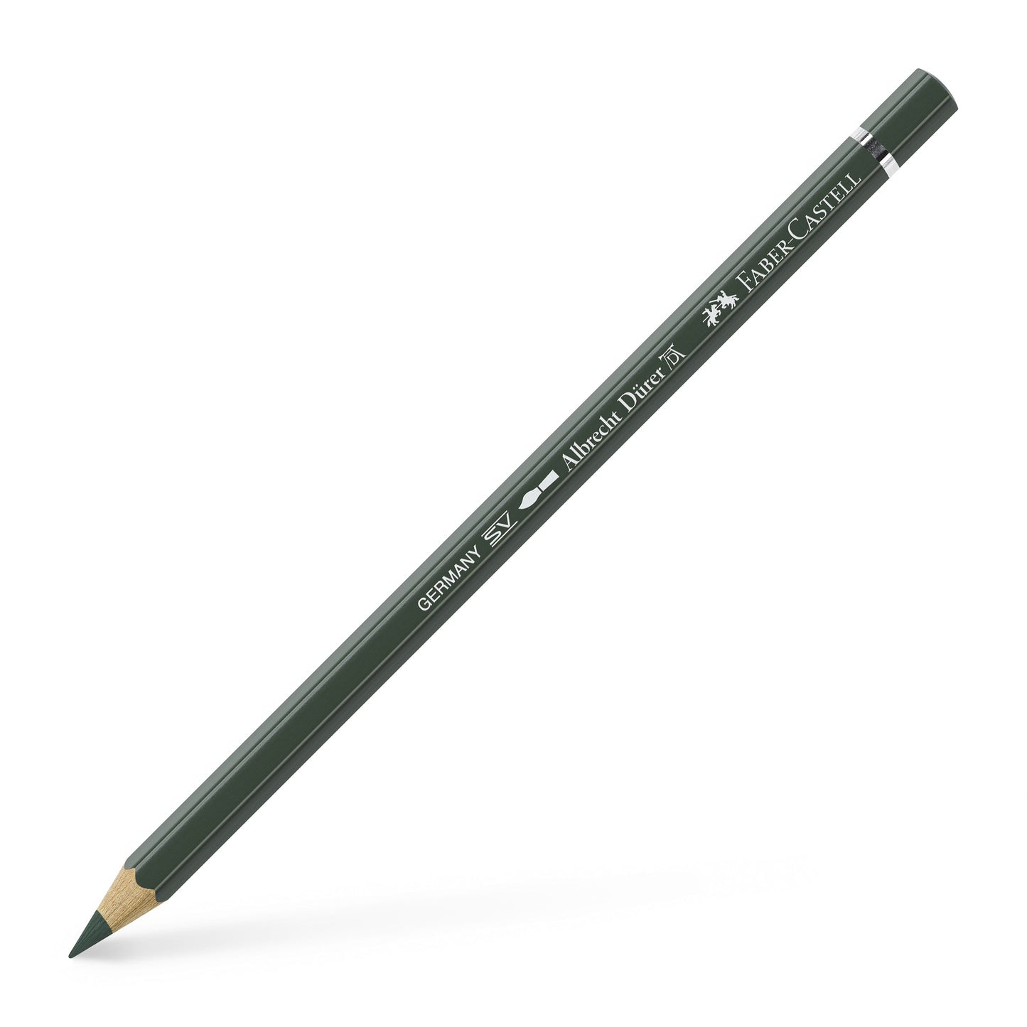 Creion colorat acuarelabil profesional Albrecht Dürer Faber-Castell în nuanța densă Verde Oxid de Crom Închis 278, cu mină groasă de 3.8 mm și pigmenți superiori perfect solubili în apă