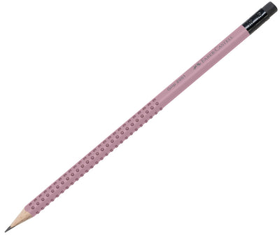 Creion grafit ergonomic Faber-Castell Grip 2001 duritate B, culoarea Rose, cu radieră și puncte Grip