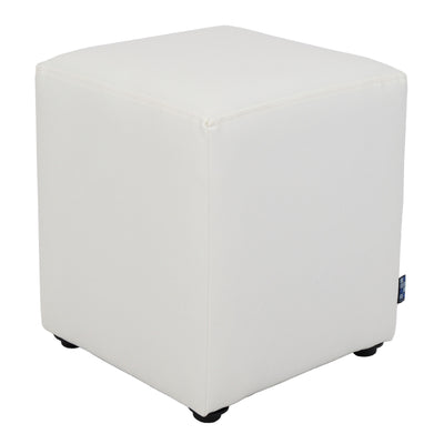Taburet Cube - Imitatie Piele Alb - 21894