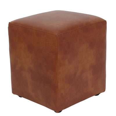 Taburet Cube - Imitatie Piele Coniac - 8070
