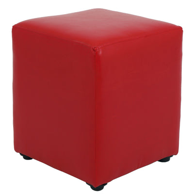 Taburet Cube - Imitatie Piele Rosu - 21900