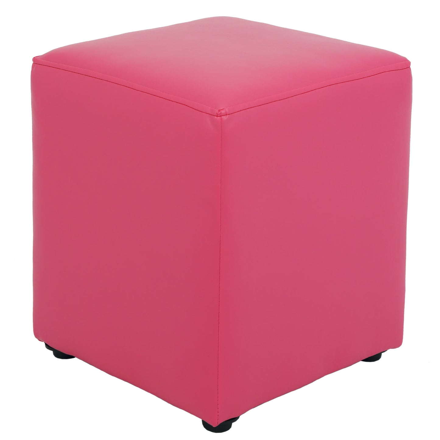 Taburet Cube - Imitatie Piele Roz - 21896