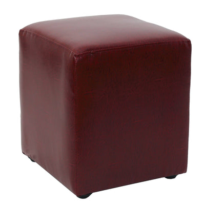 Taburet Cube - Imitatie Piele Bordo - 21902