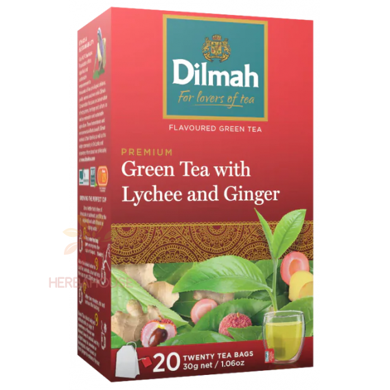 Dilmah Ceai verde cu litchi si ghimbir (20buc)