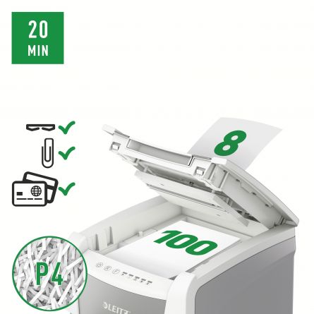 Distrugator documente automat DOC IQ SMALL OFFICE CROSS-CUT 100 COLI P4 LEITZ