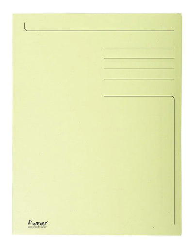 Dosar tip plic din carton reciclat galben, format A4, cu 3 clapete interioare pentru organizarea documentelor neperforate, capacitate 150 coli