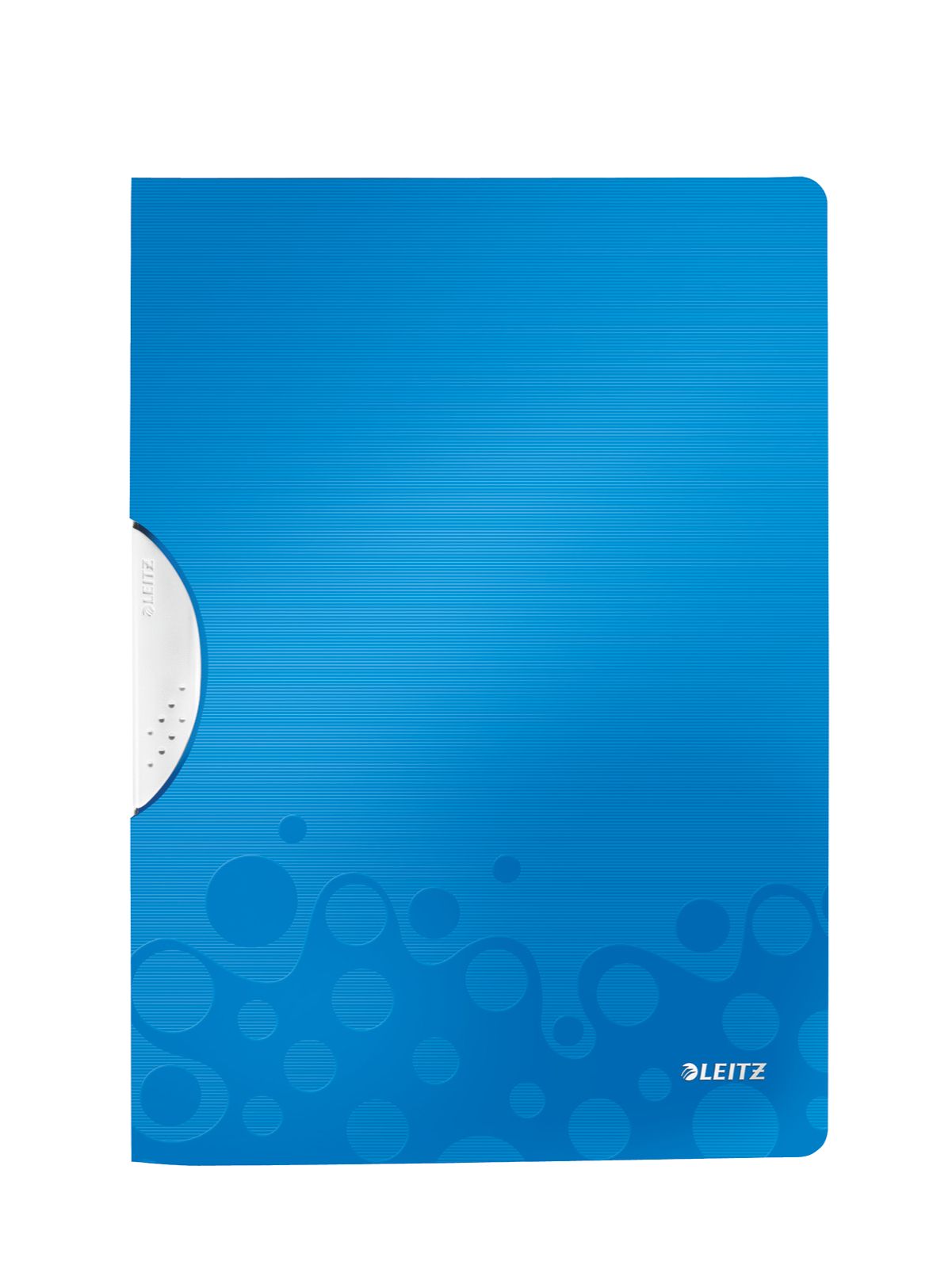 Dosar cu clip Leitz ColorClip WOW albastru metalizat, design dual-color modern, ideal pentru prezentarea profesională a documentelor A4.