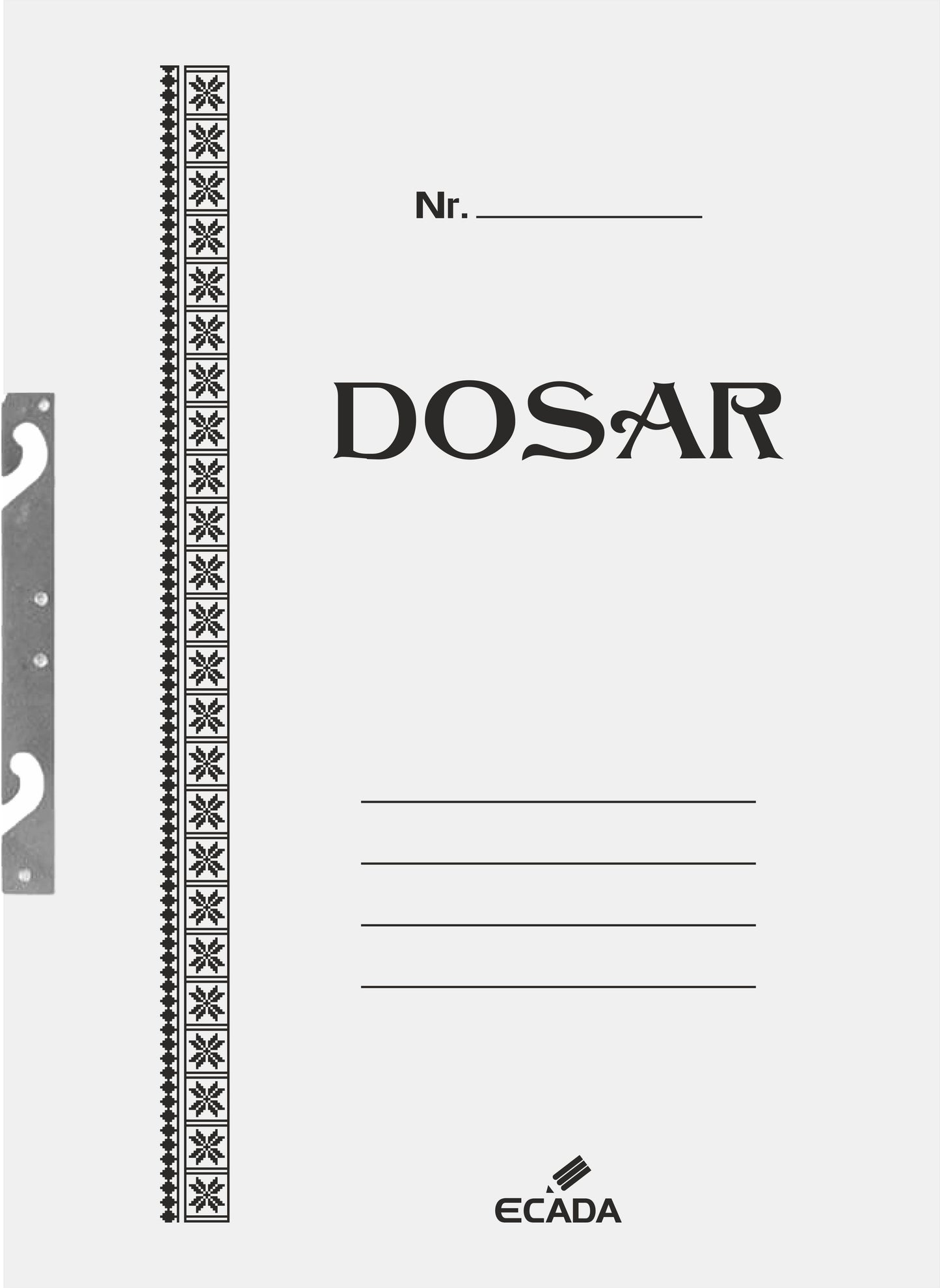 Dosar încopciat 1/1 Ecada din carton, format A4, ideal pentru arhivarea eficientă și organizarea documentelor la birou.