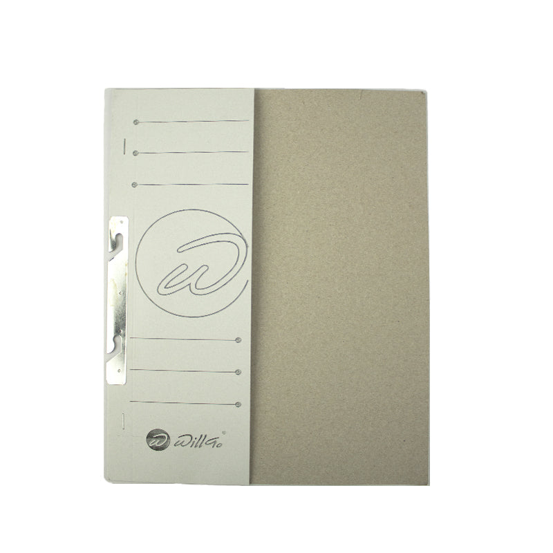 Dosar încopciat 1/2 din carton alb premium Willgo 300 g/m², format A4, cu șină metalică, ideal pentru consultarea rapidă a documentelor în birou.