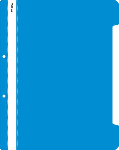 Dosar cu șină ECADA, format A4, culoare albastru închis, din plastic, cod 51001A, ideal pentru organizarea profesională a documentelor.
