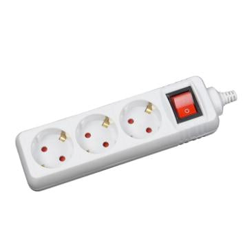 Prelungitor 1.5m 3 prize cu intrerupator, alb, Inlet