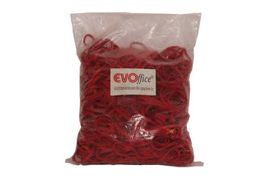 Pungă de 1kg cu elastice mari din cauciuc Evoffice 5.0 mm, diametru 100 mm, culoare roșie, pentru colete și birou
