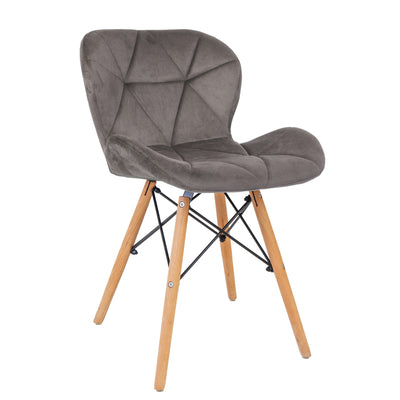 Scaun Eliza - Cadru Lemn - Catifea Gri