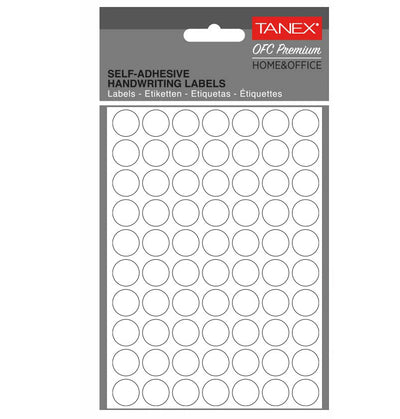 Set 700 etichete autoadezive rotunde albe Tanex, diametru 13 mm, din hârtie ecologică FSC Mix, ideale pentru prețuri și organizare