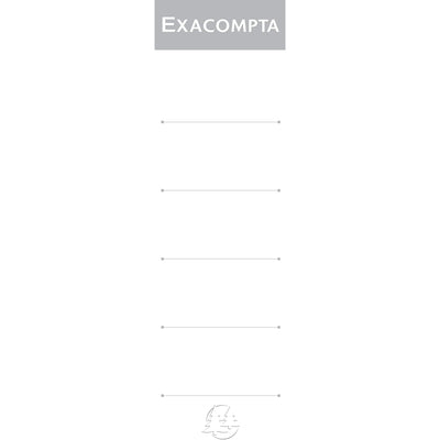 Etichete albe din carton Exacompta pentru bibliorafturi cu cotor de 75 mm, dimensiune 48x185 mm, set 10 bucăți, ideale pentru organizarea și identificarea ușoară a dosarelor de birou