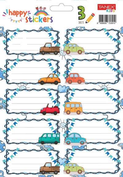 Etichete Scolare 30/Set Masini Tls-727 Tanex