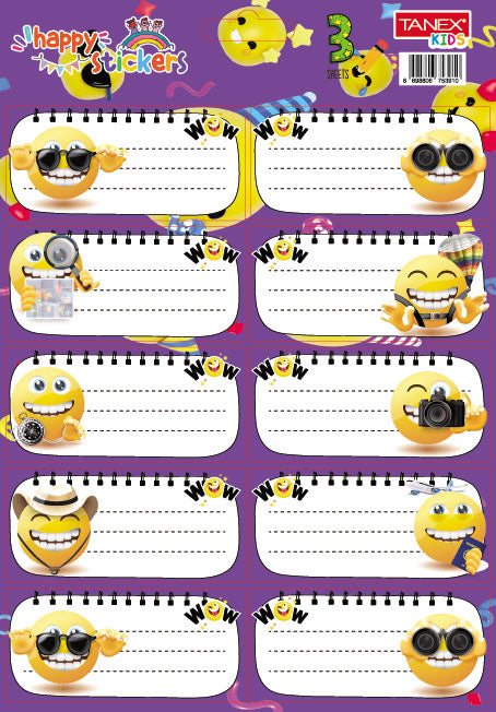 Etichete Scolare 30/Set Smileys Tls-803 Tanex