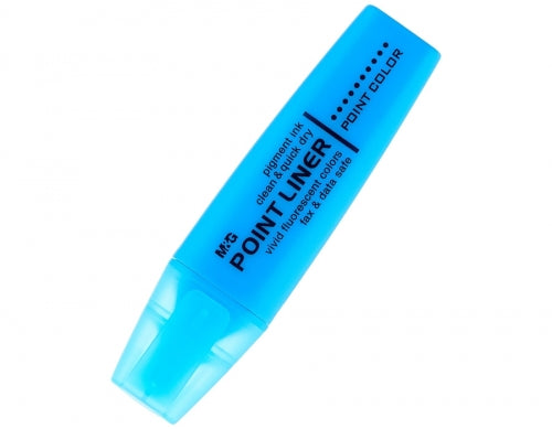 Evidentiator albastru parfumat M&G design ergonomic cerneala pe baza de apa lavabila varf subtire precizie