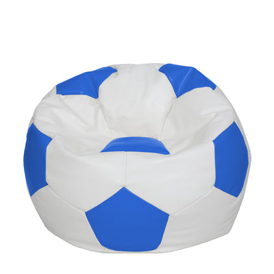 Fotoliu Puf Extra Ball - Imitatie Piele - Alb/Albastru