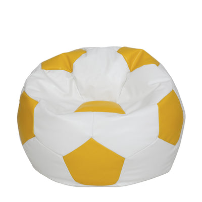 Fotoliu Puf Extra Ball - Imitatie Piele - Alb/Galben