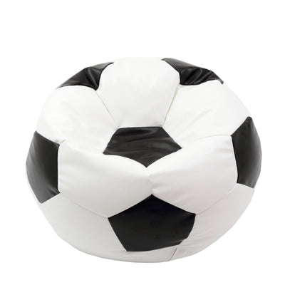 Fotoliu Puf Extra Ball - Imitatie Piele - Alb/Negru