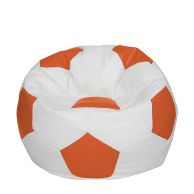 Fotoliu Puf Extra Ball - Imitatie Piele - Alb/Portocaliu