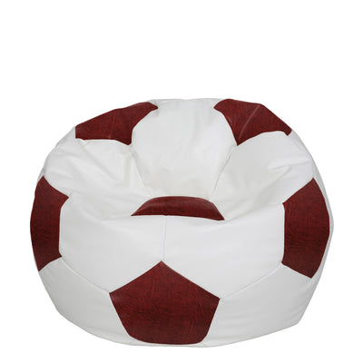 Fotoliu Puf Extra Ball - Imitatie Piele - Alb/Bordo