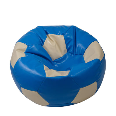 Fotoliu Puf Extra Ball - Imitatie Piele - Albastru/Crem