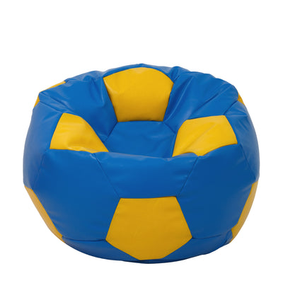 Fotoliu Puf Extra Ball - Imitatie Piele - Albastru/Galben