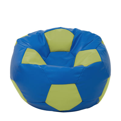 Fotoliu Puf Extra Ball - Imitatie Piele - Albastru/Verde