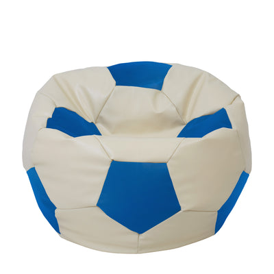Fotoliu Puf Extra Ball - Imitatie Piele - Crem/Albastru