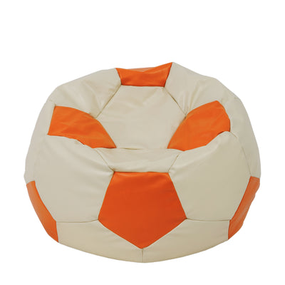 Fotoliu Puf Extra Ball - Imitatie Piele - Crem/Portocaliu