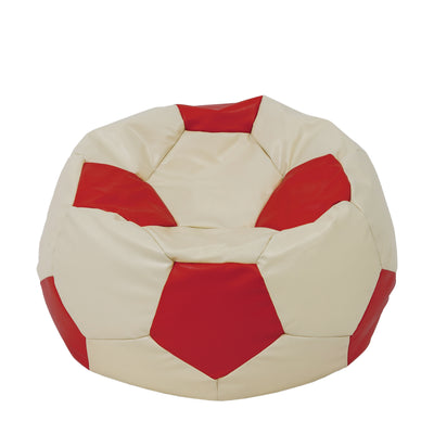 Fotoliu Puf Extra Ball - Imitatie Piele - Crem/Rosu