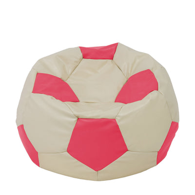 Fotoliu Puf Extra Ball - Imitatie Piele - Crem/Roz