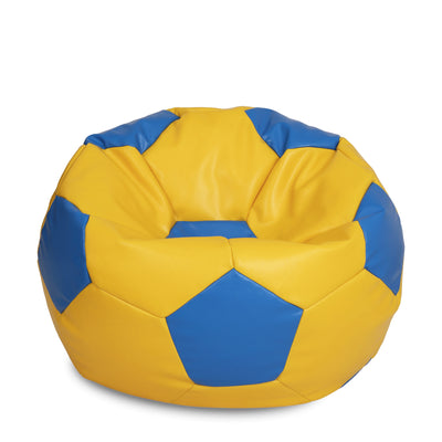 Fotoliu Puf Extra Ball - Imitatie Piele - Galben/Albastru