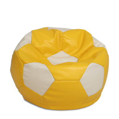 Fotoliu Puf Extra Ball - Imitatie Piele - Galben/Crem