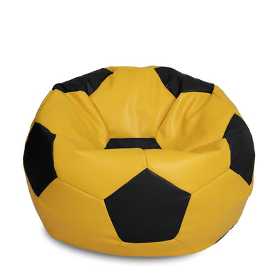 Fotoliu Puf Extra Ball - Imitatie Piele - Galben/Negru