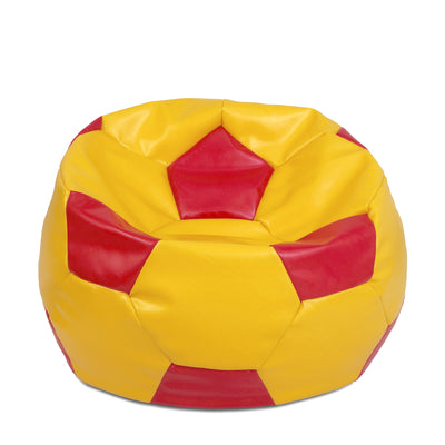 Fotoliu Puf Extra Ball - Imitatie Piele - Galben/Rosu