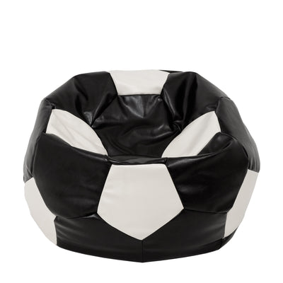 Fotoliu Puf Extra Ball - Imitatie Piele - Negru/Alb