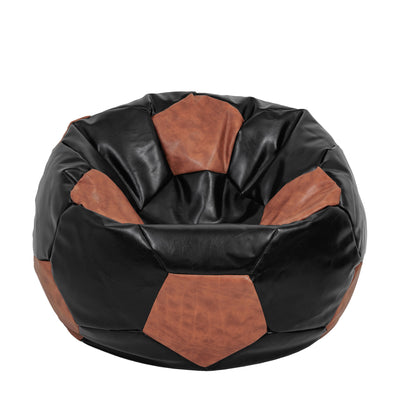 Fotoliu Puf Extra Ball - Imitatie Piele - Negru/Coniac