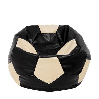 Fotoliu Puf Extra Ball - Imitatie Piele - Negru/Crem